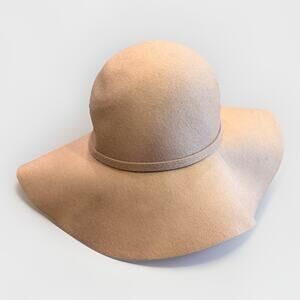 Bienvenu Womens Tan Wide Brim Floppy 100% Wool Hat Size 57cm NWT NEW